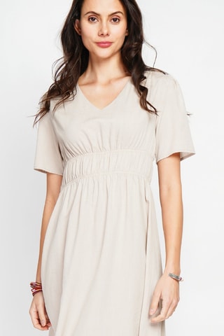 Vestido largo de lino - Beige