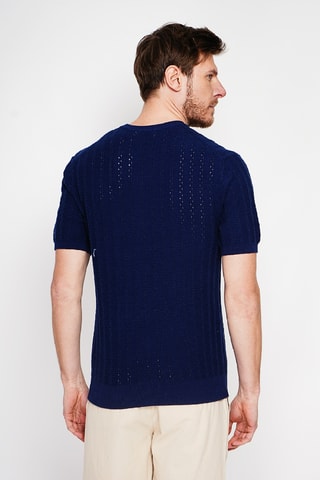 T-shirt en coton biologique et lin - Bleu marine