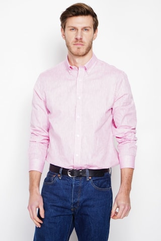 Camisa regular fit de lino - Rosa