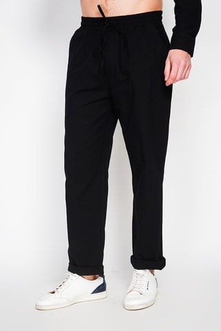 Pantalón recto de lino - Negro
