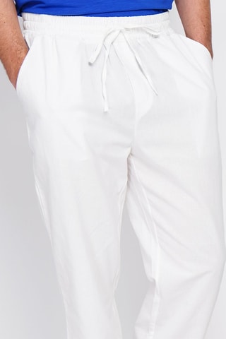 Pantalón recto de lino - Blanco