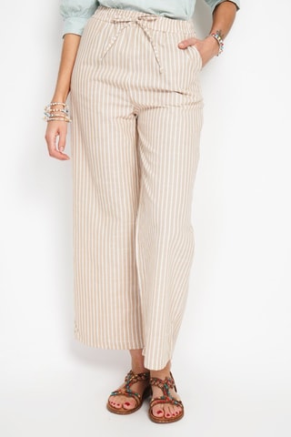 Pantalón recto de lino - Beige