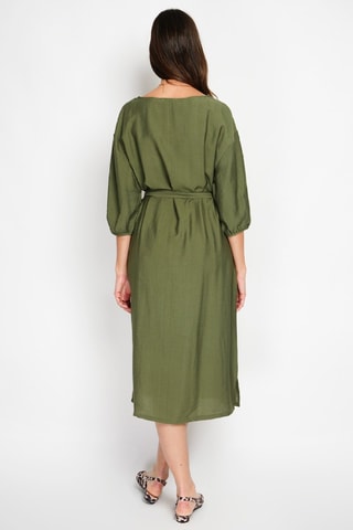 Vestido midi en lino - Verde