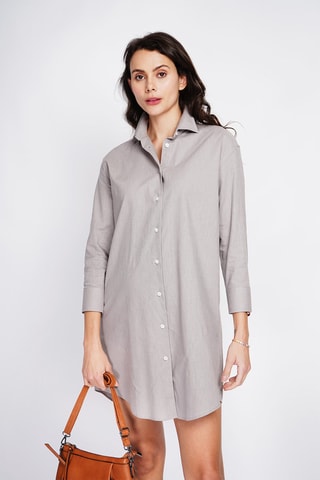 Vestido camisero de lino - Marrón