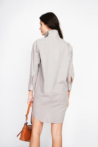 Vestido camisero de lino - Marrón