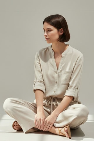 Camisa de lino - Beige