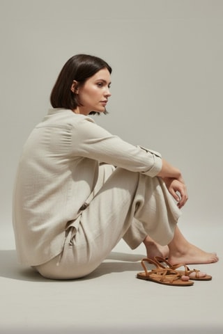 Camisa de lino - Beige