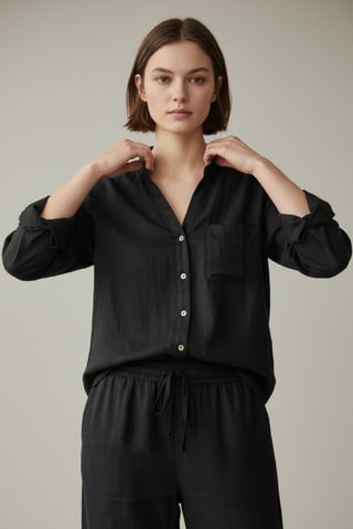 Camisa de lino - Negro