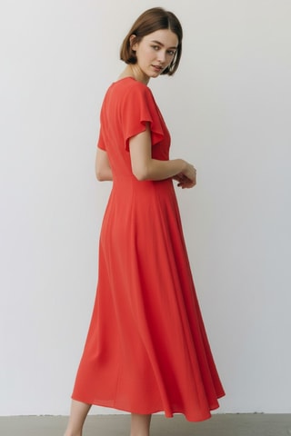 Vestido largo de lino - Rojo