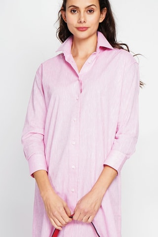 Vestido camisero de lino - Rosa