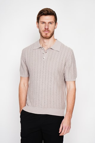 Polo en coton biologique et lin - Beige