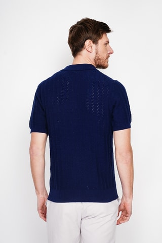 Polo en coton biologique et lin - Bleu marine