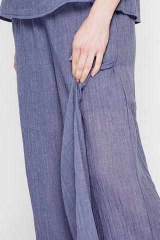Pantalón de lino de tiro alto - Azul