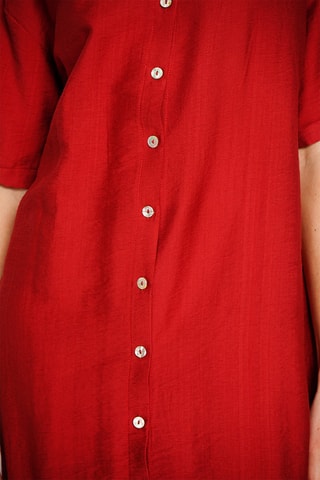 Vestido recto de lino - Rojo