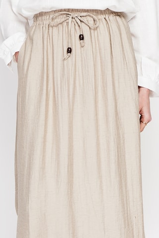 Falda midi de lino - Beige