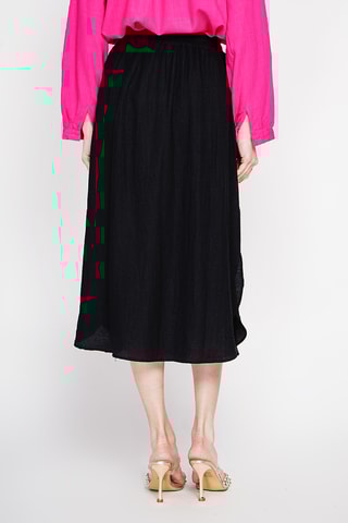 Falda midi de lino - Negro