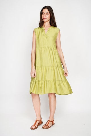 Vestido midi de lino - Amarillo