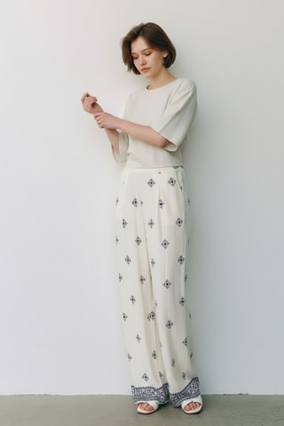 Pantalón ancho de lino - Blanco