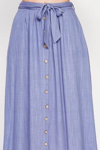 Falda midi de lino - Azul