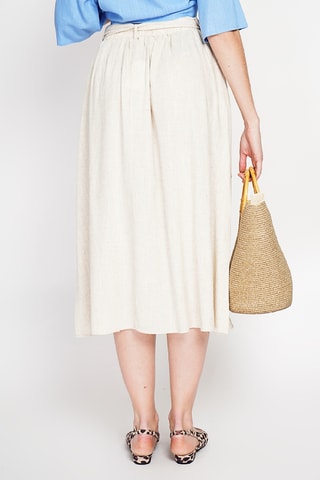 Falda midi de lino - Beige
