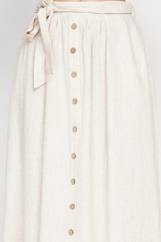 Falda midi de lino - Beige