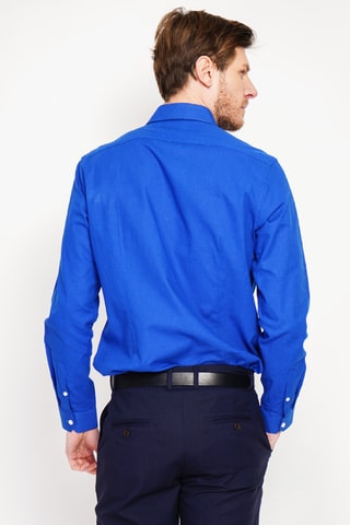 Camisa slim fit de lino - Azul