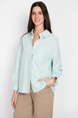 Camisa de lino - Blanco y verde