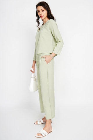 Top y pantalón de lino - Verde