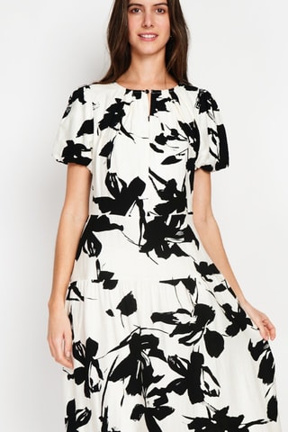 Vestido largo de lino - Negro y blanco