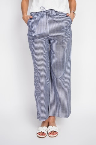 Pantalón de lino - Blanco y azul