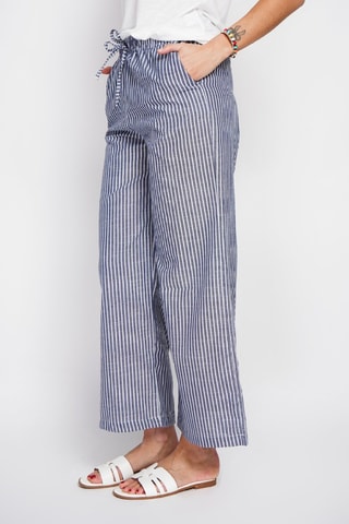 Pantalón de lino - Blanco y azul