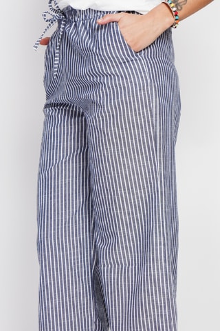 Pantalón de lino - Blanco y azul