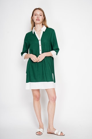 Vestido recto de lino - Azul