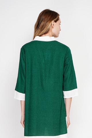 Vestido recto de lino - Azul