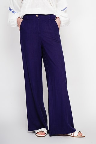 Pantalón ancho de lino - Azul marino