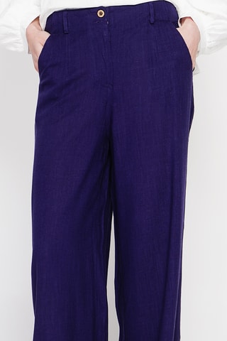 Pantalón ancho de lino - Azul marino