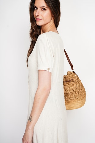 Vestido camisero de lino - Beige