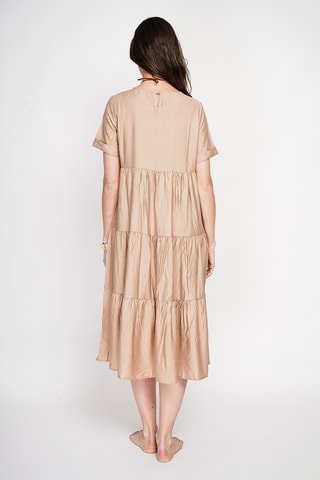 Vestido midi de lino - Beige