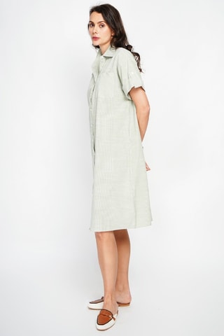 Vestido camisero de lino - Verde