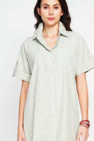 Vestido camisero de lino - Verde