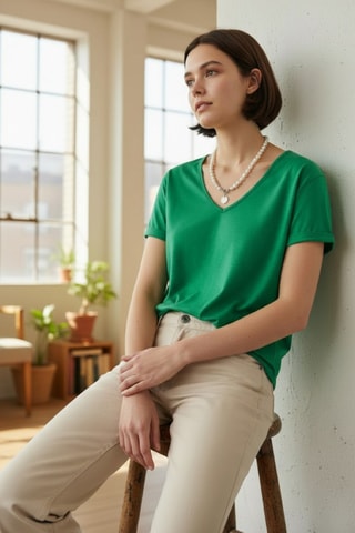 T-shirt en lin - Vert