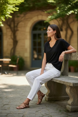 T-shirt en lin - Noir