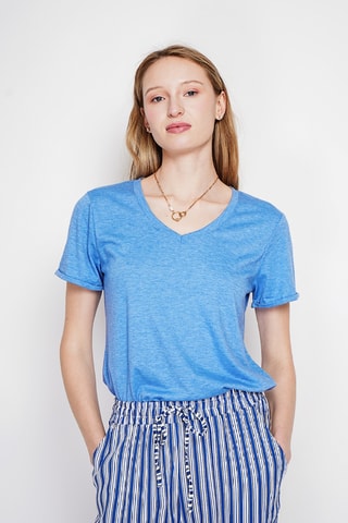 t-shirt en lin - Bleu