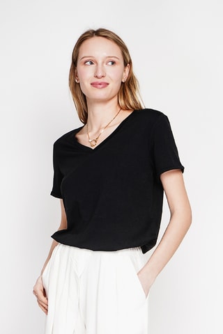 t-shirt en lin - Noir