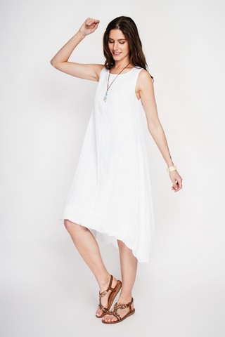 Vestido globo de lino - Blanco