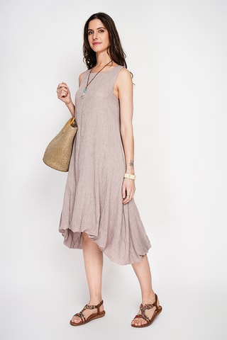 Vestido globo de lino - Beige