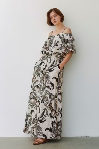 Vestido largo de lino - Negro