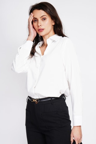 Camisa regular fit de lino - Blanco