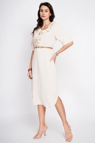 Vestido largo de lino - Beige