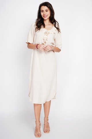 Vestido largo de lino - Beige